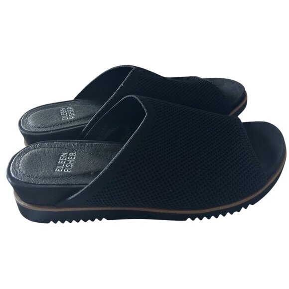 Eileen Fisher Kori Stretch Knit Slide Sandals Black Size Comfort Size 7 - Picture 3 of 10